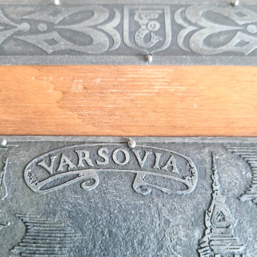 Vintage large Varsovia wooden jewelry box w pewter metal details by Zaczewski. - Picture 4 of 13